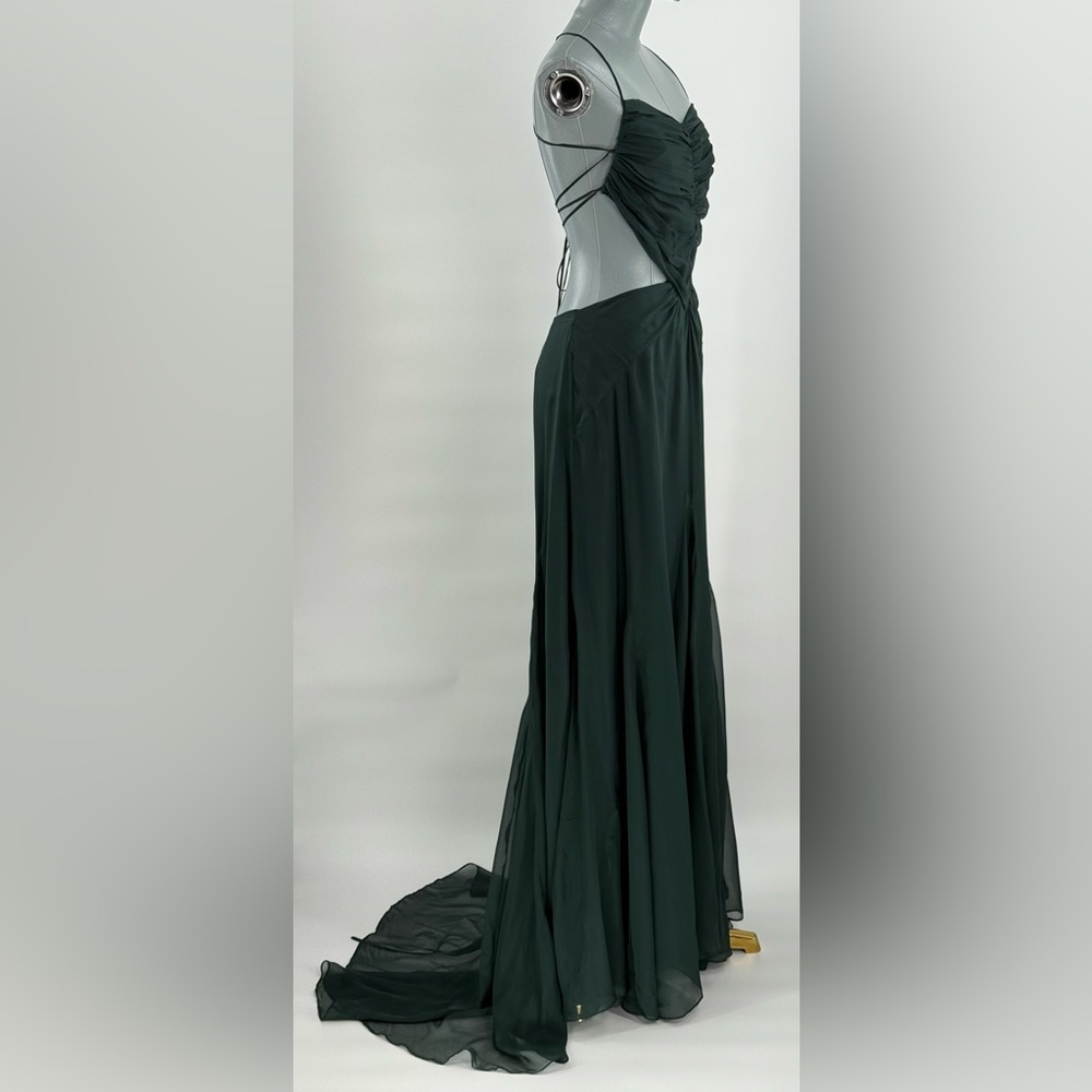 🆕 CULT GAIA 🧿 NWOT Aphea Silk Cut Out Backless Dress, Forest Green - Sz US 4 - Picture 4 of 16